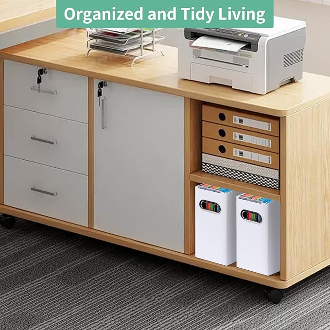 Collapsible File Organizer Box with Handle,12.20x5.11x9.84Inches, Filing Organizer for Home or Office, Small Portable File Box(4 Packs, White)