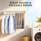 Clothes Drying Rack Wall Mounted - 41.73" Large Stainless Steel Laundry Drying Rack Collapsible, 60LBS Heavy Duty Retractable Hanger, 5-Rod Tiered Foldable Rack for Indoor