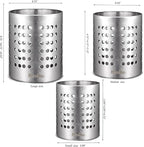 KSENDALO Metal Utensil Holder Set, Small SUS304 Steel Utensil Holder Flatware Silverware Spatulas Utensils Drying Rack for Kitchen Countertop, Kitchen Home Office Organizers ,Silver (3 Pack)