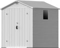 Devoko 6x6 FT Plastic Outdoor Storage Shed - Lockable Resin Tool Shed with Window & Floor - Easy Assembly for Garden, Backyard, Light Gray