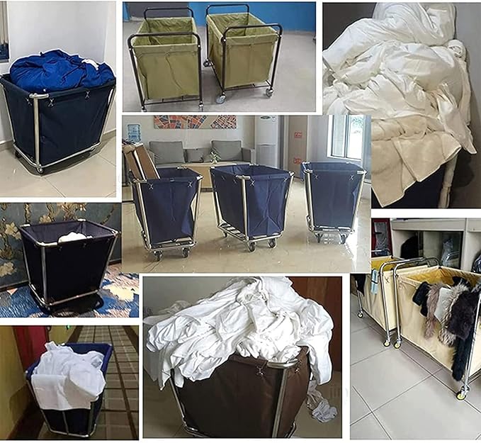 Removable/Waterproof Liner Bag - Laundry Cart Replacement Bag, Oxford Cloth Storage Bags for 350-400L Commercial Basket Trolley, General Size for 90×65×80cm Laundry Baskets(Blue)
