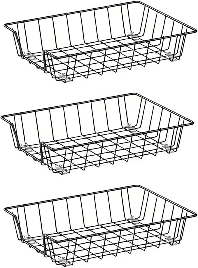 Letter Desk Tray Organizer, A4 File Tray Magazine Files Storage Basket Organizer Bin, Black, 3 Pack