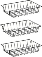 Letter Desk Tray Organizer, A4 File Tray Magazine Files Storage Basket Organizer Bin, Black, 3 Pack