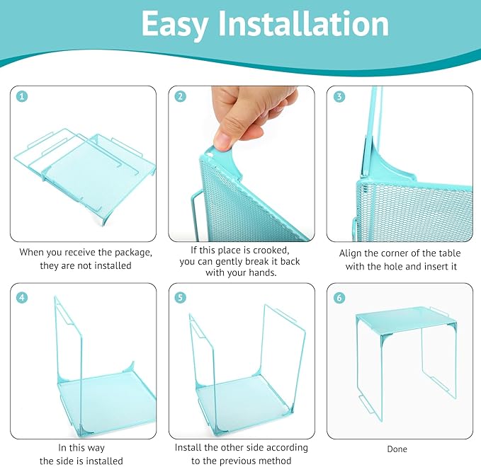 Locker Organizer Shelf Stackable Extra Locker Shelf for School Locker Organizer Storage Cabinet Accessories Suitable for School, Office, and Home use (2, Light Blue)