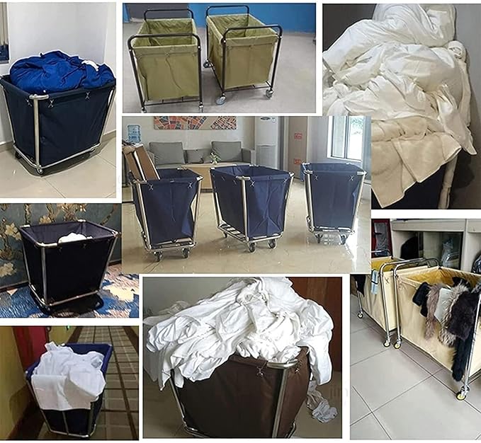 Commercial Laundry Cart Replacement Liner Bag Large Capacity Removable Waterproof Liner Bag for Rolling Laundry Basket, Oxford Cloth Storage Bags, for Laundry, Hotel, Cleaning Car(B)