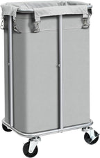 Laundry Basket with Wheels, Rolling Laundry Hamper with Removable Bag, 100L Laundry Sorter Cart, Tall Narrow Slim Clothes Hamper Organizer with Sturdy Metal Frame, Grey