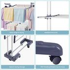 Clothes Drying Rack Foldable Drying Rack Clothing,Oversize 4 Tier(70" High) Clothes Horses Stainless Steel Laundry Drying Rack with Collapse Base& 24 Poles for Clothing&Bed Linen,Gray