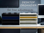 7 Tier Adjustable Shelves Office Desk Organizer,Wooden Desk File Organizer, Letter Tray, Document Letter Mail Tray Sorter, White/Black (Black-7tray(with 6 Adjustable Shelves))