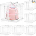6 Pcs Clear Cake Box with Ribbon 2-Layer 10x10x10 Inch, Transparent Cake Carrier Box with Lids, PET Tall Cake Packaging Boxes, Clear Gift Boxes for Mother's Day Birthday Wedding Festival Party
