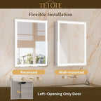 TETOTE 16 x 24 Lighted Bathroom Medicine Cabinet with Adjustable Shelves, Silver Aluminum Cabinet, Anti-Fog Stepless Dimmable 3 Colors White/Warm/Natural, Easy to Install(Wall Mount/Recessed)