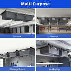 6-Pack Overhead Storage Rack, Ceiling Rack for Bin Organization, Heavy-Duty Garage Support for Most Containers (for 5 Bins)