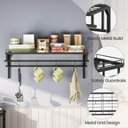 Hanging Pot Rack, Wall-Mounted Pot Rack, Kitchen Cookware Organizer, Metal Pot and pan Organizer Holder, for Cookware, Utensils Organization, Black TPR38BB