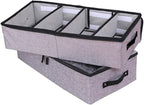 AARAINBOW Foldable Under Bed Clothes Organizer with Lid, Fabric Underbed Storage Container with Adjustable Dividers, Long UnderBed Storage Bins with Handles, Clear Shoes Storage Under Bed (2 Gray)