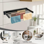 Wall Mounted Drying Rack, Aluminum Collapsible, 88 lbs Capacity, Foldable Laundry Rack for Drying Clothes (Black)