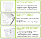 Clear Acrylic Drawer Organizer Trays, 5 Size Junk Box Organization Small Storage Container Bin for Desk Makeup Bathroom Vanity Kitchen Tool Make Up Workspace Home Dorm Apartment Office Room Nightstand