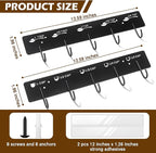 2 Pack Measuring Cups and Spoons Hanging Rack, Black Hanging Cups and Spoons Rack, Space Saving Kitchen Utensil Holder, Including Screw and Adhesive Mounting