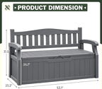 Flamaker 80 Gallon Storage Bench Outdoor Indoor, Durable All-Weather Seating with Hidden Storage, Lockable Deck Box for Garden, Patio, Poolside (Grey)