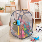 BATTOO Deluxe Strong Mesh Pop up Laundry Hamper Basket with Side Pocket for Laundry Room, Bathroom, Kids Room, College Dorm or Travel 2 x Grey
