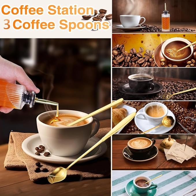 Oudizz Coffee Syrup Dispenser Set 3 Pcs - 200ml Syrup Dispenser Glass With Metal Pour Spout for Coffee Bar for Kitchen