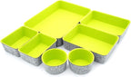 Welaxy Drawer organizer bin felt trays desk storage dividers for home office supplies Nightstand sort catchall entryway 7-piece Pack gift idea (Green)