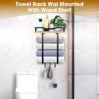 Towel Racks for Bathroom, Wall Mounted Towel Rack for Bathroom, Wall Towel Rack for Rolled Towels, Towel Storage for Small Decor-Black