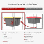 27 Gallon Tote Storage Rack, Heavy-Duty Storage Bin Rack Organizer, 5-Tier Standing Storage Bin Shelves, 250 lb Capacity, Maximize Space for Garage, Warehouse, Utility, 1-Pack (Totes Not Included)