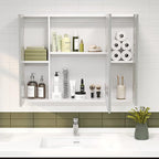 DICTAC Bathroom Medicine Cabinet with Mirrors 31.5x23.62 Inch Storage Cabinet with Mirror Wall Mounted Bathroom Mirror with Adjustable Storage Shelves and 3 Doors Mirror Medicine Cabinets for bathroom