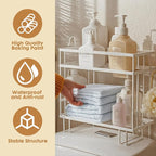 PowerKing Over The Toilet Storage Shelf, 2-Tier Bathroom Organizer Rack with 2 Hooks, No-Drill, Rust-Resistant Steel, Toilet Paper Holder for Restroom Bathroom, White