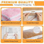 Clear Zippered Storage Bags Plastic Sweater Storage Bags with Zipper 6 Packs Clothing Organizer for Blankets Linen Sweater Bed Sheet Quilt Clothes Pillow (18 x 15 x 9 Inch)