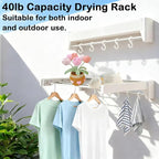 Wall Mounted Clothes Drying Rack 27 inches,Foldbale Laundry Drying Rack 6 Rods,Hidden Drying Rack Clothing,Retractable,Collapsible,Screws Needed Folding Laundry Rack (White, Medium)