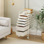 Giantex 6 Storage Drawer Cart Rolling Organizer Cart for Tools Scrapbook Paper Home Office School Multipurpose Mobile Utility Cart (Ivory)