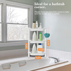 ELYKEN 3 Tier Shower Caddy Organizer Shelf Corner, 14.4 x 11.2 x 22.4 Inches, Rustproof, Plastic Shower Rack Stands for Inside Bathroom, Bathtub, White