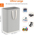 Lifewit 2 Pack Laundry Basket 65L Each, Collapsible Clothes Hamper with Reinforced Handles, Freestanding Waterproof Design for Bedroom and Laundry Room, Grey 130L Total
