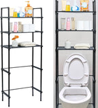 Black 3-Tier Bathroom Organizer - Freestanding Above Toilet Storage Rack, Space Saver for Home Bathroom