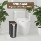 Toilet Paper Storage with Lid and Handle, 12 Roll Toilet Paper Basket Bathroom Standing Organizer, Folding Storage Bag with Foot Base, Slim Holder Container for Rolling Tissue, Towel- Grey