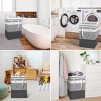 HomeHacks 4-Pack Large Laundry Basket,75L Each Waterproof, Freestanding Laundry Hamper, Collapsible Tall Clothes Hamper with Extended Handles for Clothes in the Dorm and Family-Gradient Grey