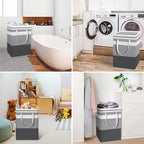 HomeHacks 3-Pack Large Laundry Basket,75L Each Waterproof, Freestanding Laundry Hamper, Collapsible Tall Clothes Hamper with Extended Handles for Clothes in the Dorm and Family-Gradient Grey
