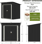 COMHOMA Shed Outdoor Storage Shed Metal,Lockable Doors Tool Sheds with Sloping Roof,Steel Garden Shed with Air Vent for Backyard,Patio,Lawn,Poolside(Grey,6'*4')