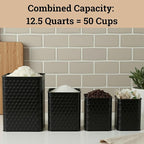Kitchen Canisters for Countertop Set of 4 - Textured Iron Kitchen Canisters with Airtight Lids - Flour Sugar Canister Set - Flour and Sugar Containers Farmhouse - Coffee Jar for Counter - Black Jar x4