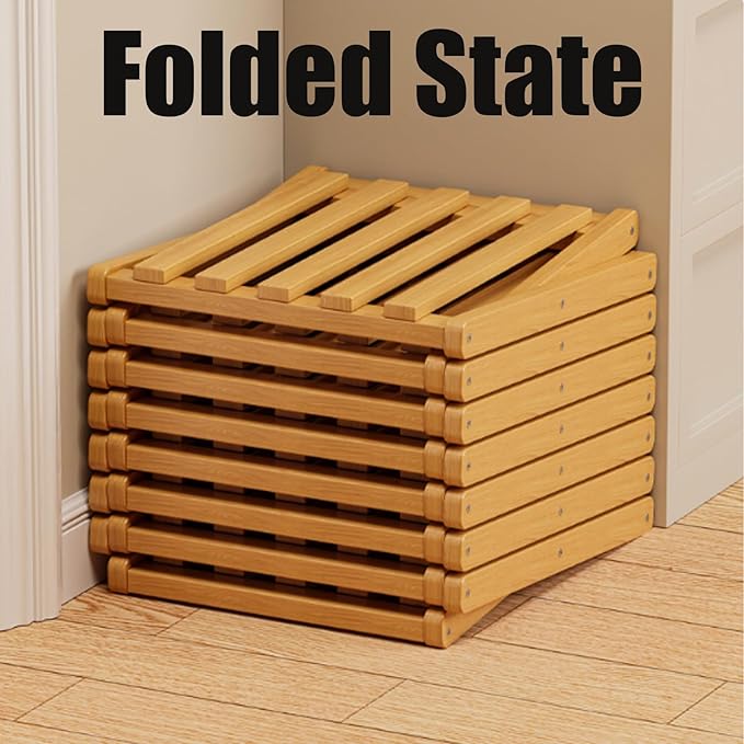 9 Tier Bamboo Shoe Rack, Foldable Shoe Rack, Shoe Rack, Ertical Shoe Organizer for Small Spaces, No Assembly Narrow Shoe Shelf for Entryway Closet Dorm (Yellow, 6 Layers)