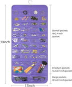 Bloss Hanging Jewelry Organizer With 90 Pockets,Earring Holder Organizer Storage For Valentine's Day Gift,Double-Sided Jewelry Holder for Earrings, Necklaces, Rings on Closet,Wall,Door(Purple)