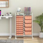 Giantex 15 Drawers Rolling Cart, Classroom Organizers, Storage Cart with Wheels, for Teacher Office Home School Supplies Tool Craft Art Paper