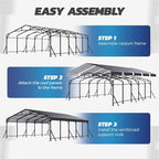 EROMMY 20' x 24' Heavy Duty Metal Carport with Galvanized Steel Roof & Base for All-Weather Protection, Outdoor Carport Garage, Versatile for Car, Boat, Tractor, and Party Use, Dark Gray