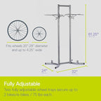 Bike Rack for Garage & Home by Delta Cycle - No Drilling Required - Fully Adjustable Gravity Storage Rack for Any Style Bicycle - Freestanding Vertical Rack