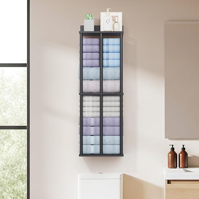 Large Capacity Three-layer Towel Racks for Bathroom Wall Mounted, Updated 3 Bar bath Towel Holder for Bathroom, Bath Towel Rack for Wall Mounted, Metal Small Bathrooms Towel Storage Rack, Balck