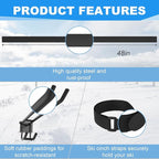 48'' Ski Rack Wall Mount,12 Pairs Ski Holders for Wall with Movable Rubber-Coated Hooks for Garage Storage Organizer System, Snowboard Wall Mount for Garage and Home Shed, Holds Up to 880lbs
