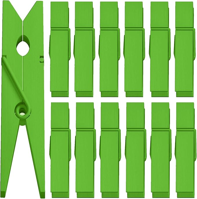 50pcs Craft Wood Clothespins Colored Wooden Photo Clothespins Paper Peg Pins Craft Spring Clips for Home Arts Crafts Decor, 2.75 inches (Green Apple)