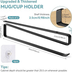 Coffee Mug Holder, 2 Pack Tumbler Lid Organizer for Yeti Lids Holder, Mug Hanger Under Cabinets,Space Saving Cup/Mug Rack Holds Up to 12 Lids,Water Bottle Lid Organizer for Kitchen Storage