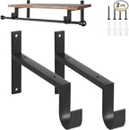 AddGrace Heavy Duty Closet Rod and Shelf Brackets 6 Inch Wall Mounted Closet Rod Bracket with Pole Holder Shelving Support with Screws for Laundry (2 Pack)