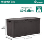 YITAHOME 80 Gallon Outdoor Storage Box, Large Water Resistant Resin Deck Box, Indoor Outdoor Lockable Rattan Storage Container for Patio, Garden, Cushions, Tools, Equipment (Dark Brown)